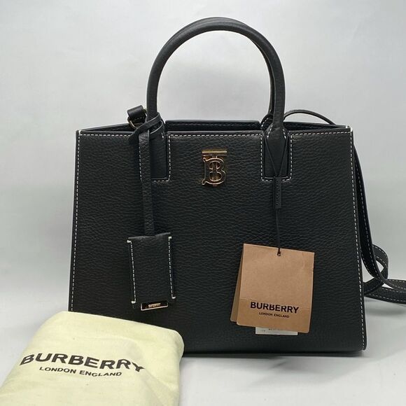 Burberry Black Mini Frances TB Plaque Tote Bag - Picture 1 of 16